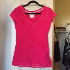 Pink Hollister V-neck T-shirt